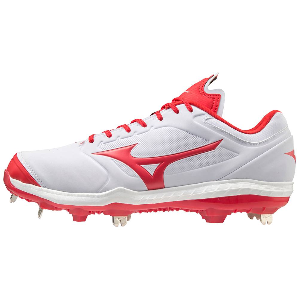 Mizuno Women's Sweep 5 Low Metal Softball Cleats White/Red (320617-BLO)